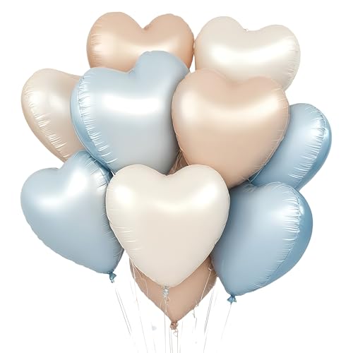EWODEIEW Herz Folienballons, 18 Zoll Herz Helium Luftballons,Herzluftballons Beige Blau,Hochzeit Herzballons Herzform Folienluftballon, Herzluftballons Valentinstag Geburtstag Verlobung Muttertag EWODEIEW Herz Folienballons, 18 Zoll Herz Helium Luftballons,Herzluftballons Beige Blau,Hochzeit Herzballons Herzform Folienluftballon, Herzluftballons Valentinstag Geburtstag Verlobung Muttertag von EWODEIEW