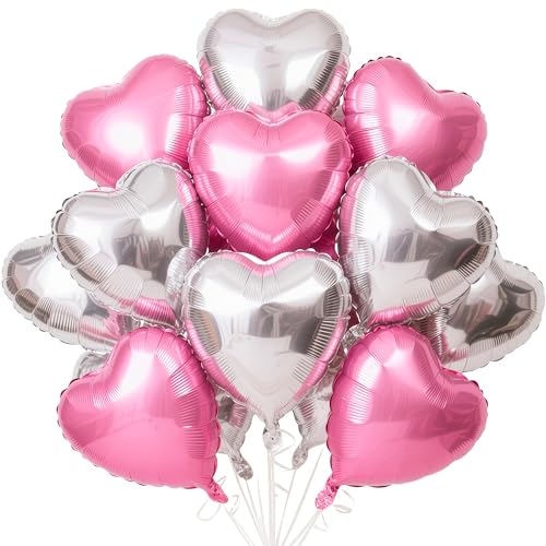 EWODEIEW Herz Folienballons, 18 Zoll Herz Helium Luftballons,Herzluftballons Rosa Silber,Hochzeit Herzballons Herzform Folienluftballon, Herzluftballons Valentinstag Geburtstag Verlobung Muttertag EWODEIEW Herz Folienballons, 18 Zoll Herz Helium Luftballons,Herzluftballons Rosa Silber,Hochzeit Herzballons Herzform Folienluftballon, Herzluftballons Valentinstag Geburtstag Verlobung Muttertag von EWODEIEW