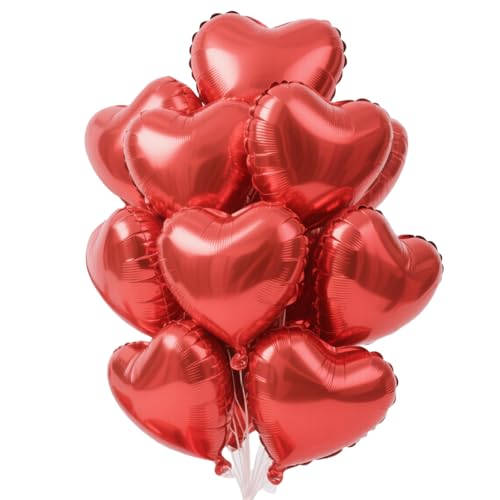 EWODEIEW Herz Folienballons, 18 Zoll Herz Helium Luftballons,Herzluftballons Rot,Hochzeit Herzballons Herzform Folienluftballon, Herzluftballons Valentinstag Geburtstag Verlobung Muttertag von EWODEIEW