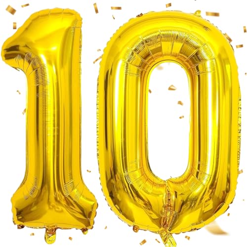 EWODEIEW Luftballon Zahlen 10 Gold,40 Zoll Luftballon 10 Gold Zahlenballon 10 Helium Ballon Folienballon 10. Geburtstagsdeko for Mädchen Jungen Birthday Party Geburtstag Dekor EWODEIEW Luftballon Zahlen 10 Gold,40 Zoll Luftballon 10 Gold Zahlenballon 10 Helium Ballon Folienballon 10. Geburtstagsdeko for Mädchen Jungen Birthday Party Geburtstag Dekor von EWODEIEW