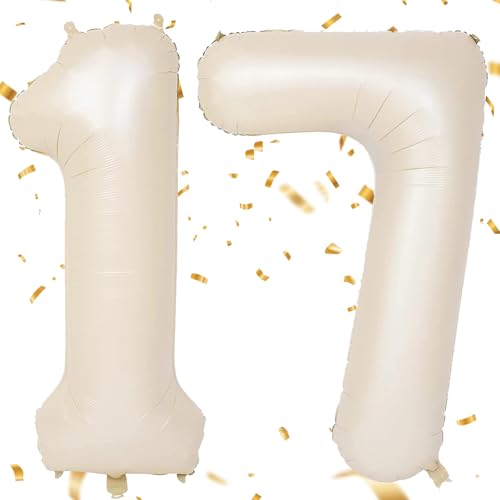 EWODEIEW Luftballon Zahlen 17 Beige,40 Zoll Beige Luftballon 17,Sandweiß Zahlenballon 17 Helium Ballon Folienballon 17. Geburtstagsdeko for Mädchen Jungen Birthday Party Geburtstag Dekor EWODEIEW Luftballon Zahlen 17 Beige,40 Zoll Beige Luftballon 17,Sandweiß Zahlenballon 17 Helium Ballon Folienballon 17. Geburtstagsdeko for Mädchen Jungen Birthday Party Geburtstag Dekor von EWODEIEW
