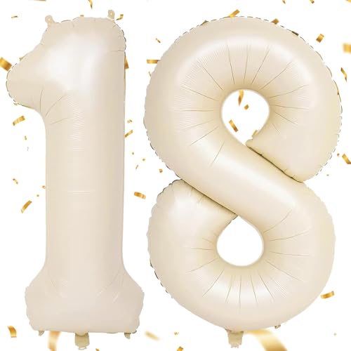 EWODEIEW Luftballon Zahlen 18 Beige,40 Zoll Beige Luftballon 18,Sandweiß Zahlenballon 18 Helium Ballon Folienballon 18. Geburtstagsdeko for Mädchen Jungen Birthday Party Geburtstag Dekor EWODEIEW Luftballon Zahlen 18 Beige,40 Zoll Beige Luftballon 18,Sandweiß Zahlenballon 18 Helium Ballon Folienballon 18. Geburtstagsdeko for Mädchen Jungen Birthday Party Geburtstag Dekor von EWODEIEW