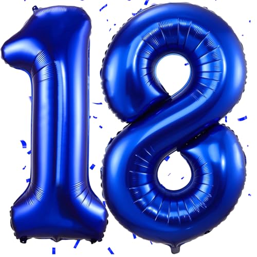 EWODEIEW Luftballon Zahlen 18 Blau,40 Zoll Blau Luftballon 18,Dunkelblau Zahlenballon 18 Helium Ballon Folienballon 18. Geburtstagsdeko for Mädchen Jungen Birthday Party Geburtstag Dekor EWODEIEW Luftballon Zahlen 18 Blau,40 Zoll Blau Luftballon 18,Dunkelblau Zahlenballon 18 Helium Ballon Folienballon 18. Geburtstagsdeko for Mädchen Jungen Birthday Party Geburtstag Dekor von EWODEIEW