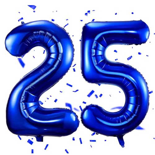 EWODEIEW Luftballon Zahlen 25 Blau,40 Zoll Blau Luftballon 25，Dunkelblau Zahlenballon 25 Helium Ballon Folienballon 25. Geburtstagsdeko for Männer Frauen 25.Geburtstagsparty Jubiläum von EWODEIEW