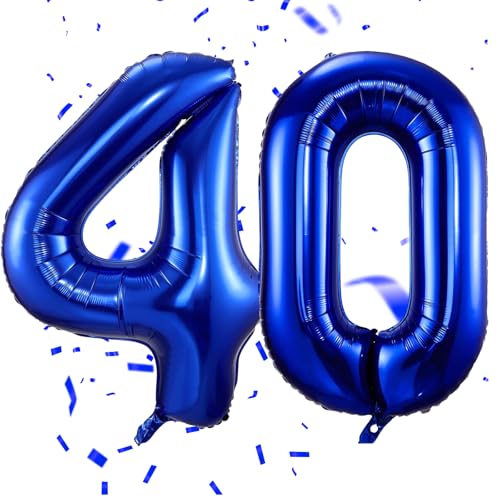 EWODEIEW Luftballon Zahlen 40 Blau,40 Zoll Blau Luftballon 40，Dunkelblau Zahlenballon 40 Helium Ballon Folienballon 40. Geburtstagsdeko for Männer Frauen 40.Geburtstagsparty Jubiläum von EWODEIEW