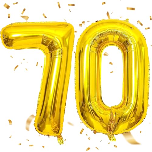 EWODEIEW Luftballon Zahlen 70 Gold,40 Zoll Luftballon 70 Gold Zahlenballon 70 Helium Ballon Folienballon 70. Geburtstagsdeko for Männer Frauen 70.Geburtstagsparty Jubiläum von EWODEIEW