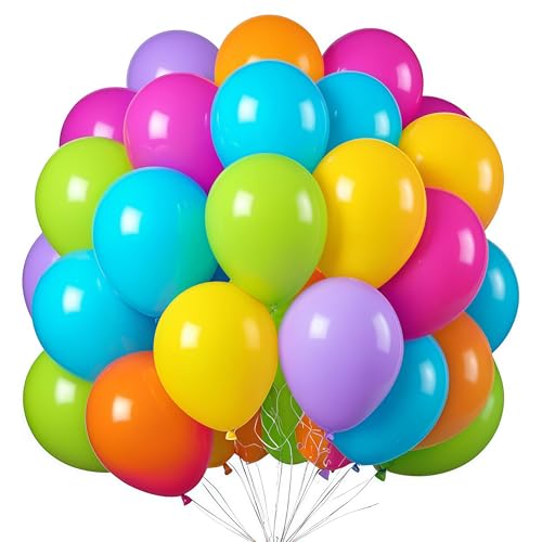EWODEIEW Luftballons Bunt, 60 Stück 12 Zoll Helium Latex Ballons für Mädchen Geburtstagsfeiern, Lila, Rosa, Orange, Grün, Blau Ballons für Boho-Babyparty, Hochzeit, Brautparty, Partydekorationen von EWODEIEW