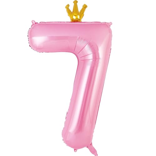 EWODEIEW Zahlen Luftballon 7 Rosa,40 Zoll Luftballon Zahlen 7 Folien Ballon,Luftballon 7. Geburtstagsdeko Mädchen Riesen Folienballon 7. for Mädchen Jungen Birthday Party Geburtstag Dekor von EWODEIEW