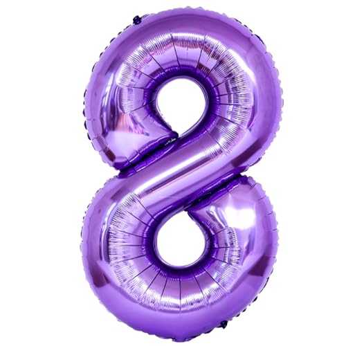EWODEIEW Zahlen Luftballon 8 Lila,40 Zoll Luftballon Zahlen 8 Folien Ballon,Luftballon 8. Geburtstagsdeko Mädchen Riesen Folienballon 8. for Mädchen Jungen Birthday Party Geburtstag Dekor von EWODEIEW