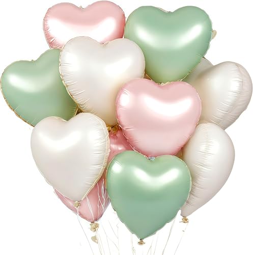 Herz Folienballons, 18 Zoll Herz Helium Luftballons,Herzluftballons Beige Sage Grün Rosa,Hochzeit Herzballons Herzform Folienluftballon, Herzluftballons Valentinstag Geburtstag Verlobung Muttertag Herz Folienballons, 18 Zoll Herz Helium Luftballons,Herzluftballons Beige Sage Grün Rosa,Hochzeit Herzballons Herzform Folienluftballon, Herzluftballons Valentinstag Geburtstag Verlobung Muttertag von EWODEIEW