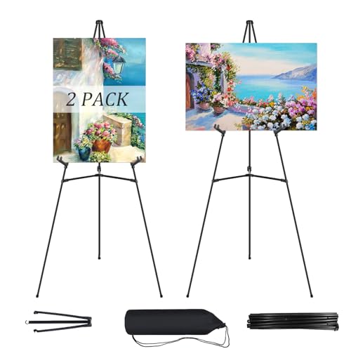 EWOID Staffelei-Ständer für Hochzeit und Poster, 168 cm, weiß, tragbarer, faltbarer Posterständer, perfekt für Hochzeit, Geburtstag, Party, Kunstshows und Einzelhandel, 2 Stück von EWOID