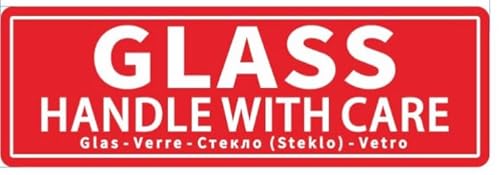 1.000 Paket-Warnetiketten mit Glasgriff, Größe 25 mm x 76 mm, 500 Stück pro Rolle, stark selbstklebende Aufkleber, 2 Rollen von EWS PRODUCTS