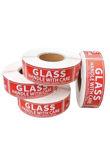 2.000 Paket-Warnetiketten mit Glasgriff, Größe 25 mm x 76 mm, 500 Stück pro Rolle, stark selbstklebende Aufkleber, 4 Rollen 2.000 Paket-Warnetiketten mit Glasgriff, Größe 25 mm x 76 mm, 500 Stück pro Rolle, stark selbstklebende Aufkleber, 4 Rollen von EWS PRODUCTS