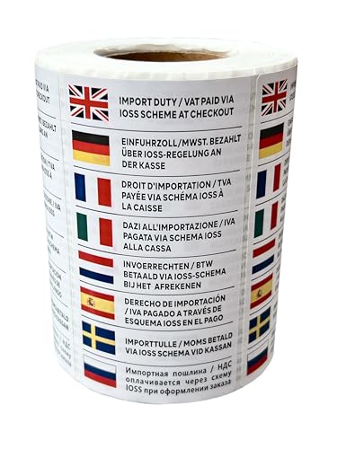 500 IOSS One Stop Shop Scheme Versandetiketten Übersetzte Infomation für Zollpersonal Rolle 500 Stück von EWS PRODUCTS