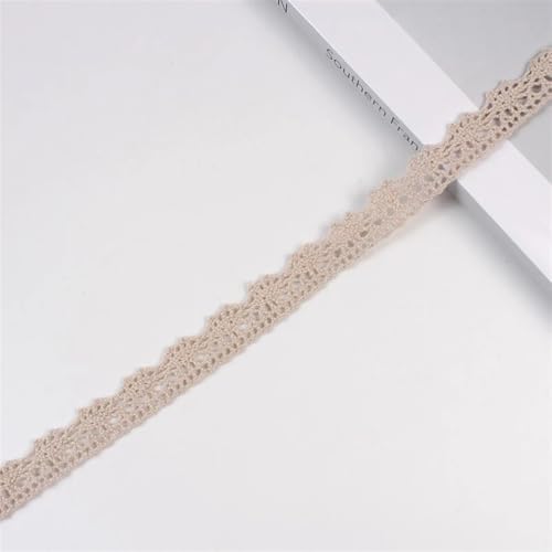 (2Yards/roll) White Beige Embroidered Cotton Lace Ribbons Net Fabric Trims DIY Sewing Handmade Craft Materials Cake Party Decors(Light Khaki) von EWUHYFP