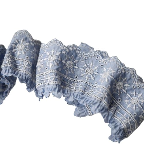 1 Meter 7CM Wide Blue Wrinkled imitation denim embroidered Lace Trim von EWUHYFP