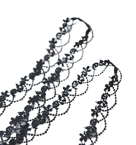 1 Yard Handmade Fabric Lace Trim Patchwork Material Black White Ribbon DIY Garment Sewing Accessories(Black) von EWUHYFP