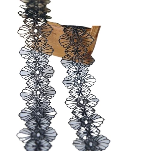 1 Yard Handmade Fabric Lace Trim Patchwork Material Black White Ribbon DIY Garment Sewing Accessories(Black Nickel) von EWUHYFP