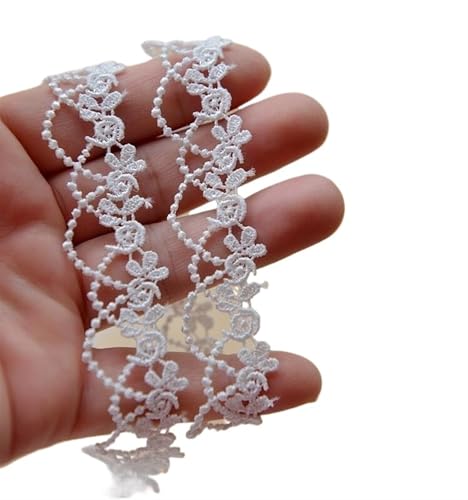 1 Yard Handmade Fabric Lace Trim Patchwork Material Black White Ribbon DIY Garment Sewing Accessories(WHITE) von EWUHYFP
