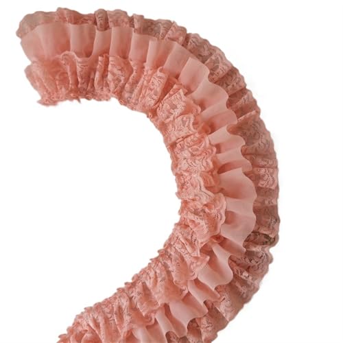 11CM Wide Three Layers Pleated Chiffon Fabric Lace Embroidery Fringe Ribbon Ruffle Trim Dolls Clothes Dress Sewing Decor(Orange) von EWUHYFP