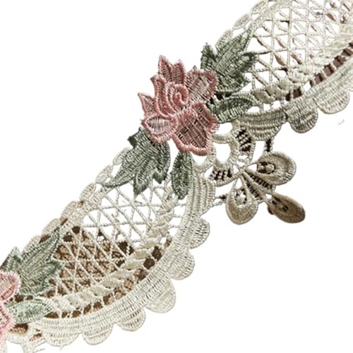 1Y Handmade Lace Ribbon Fabric Trimmings for Sewing Accessories Wedding Decoration DIY Craft Supplies(B Pink 13cm Wide) von EWUHYFP