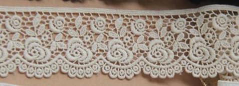 1yard Width:4.5cm (1.80") Retrovert Rose Cotton Lace Pure Embroidery Trim Decoration Yarn skirt Curtain(ss-2021)(Beige) von EWUHYFP