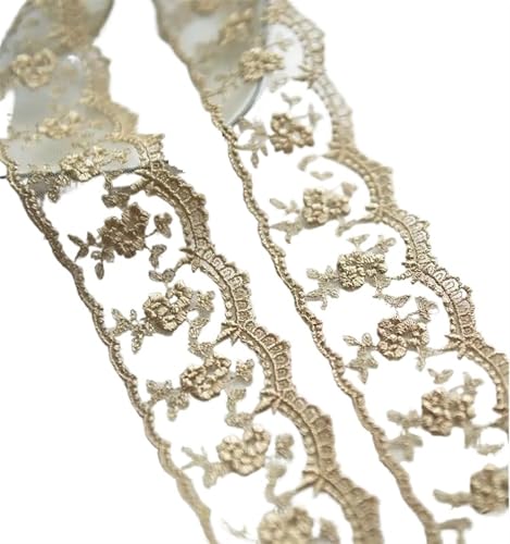 2 Meters 4cm Width Dress Lace Dark Gold Champagne Fabric von EWUHYFP