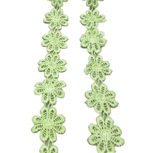 2 Yards Colorful Dainty Flowers Daisy Polyester Lace Trim Embroidered Ribbon For Sewing Craft Wedding Diy(Light green) von EWUHYFP