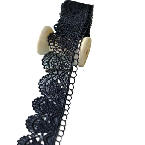 2 Yards Hollow Style Floral White Black Lace Trim Design For Wedding Bridal Water Soluble Garment Decoration 3.9cm(Black) von EWUHYFP