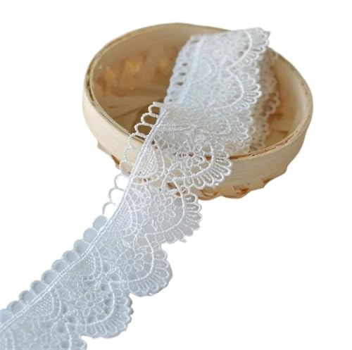 2 Yards Hollow Style Floral White Black Lace Trim Design For Wedding Bridal Water Soluble Garment Decoration 3.9cm(White) von EWUHYFP