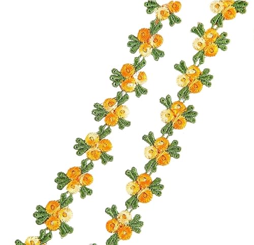 2 Yards Water Soluble Cherry Flower Lace Trim Wedding Dress Applique DIY Clothing Accessories Sewing Supplies 2cm(Orange) von EWUHYFP