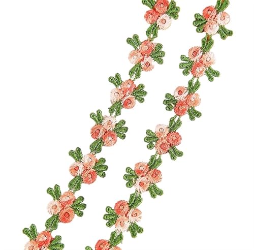 2 Yards Water Soluble Cherry Flower Lace Trim Wedding Dress Applique DIY Clothing Accessories Sewing Supplies 2cm(Orange pink) von EWUHYFP