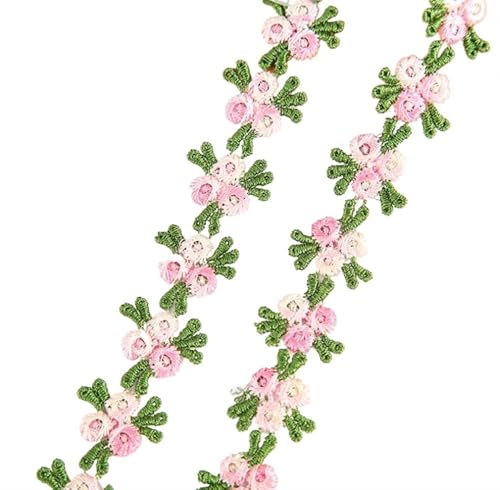 2 Yards Water Soluble Cherry Flower Lace Trim Wedding Dress Applique DIY Clothing Accessories Sewing Supplies 2cm(Pink) von EWUHYFP