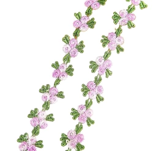 2 Yards Water Soluble Cherry Flower Lace Trim Wedding Dress Applique DIY Clothing Accessories Sewing Supplies 2cm(Purple) von EWUHYFP
