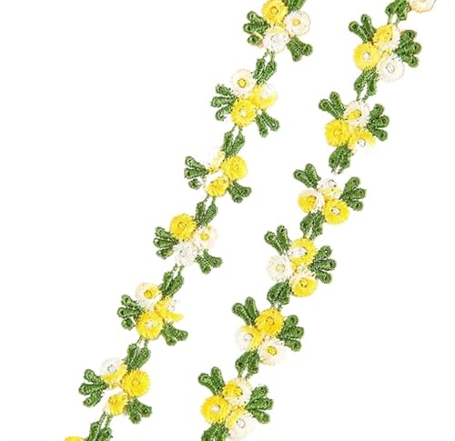 2 Yards Water Soluble Cherry Flower Lace Trim Wedding Dress Applique DIY Clothing Accessories Sewing Supplies 2cm(Yellow) von EWUHYFP