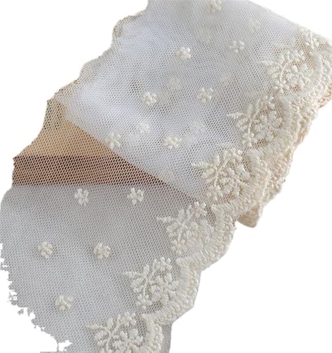 3 Meters/lot Beige Flower Lace Trim Embroidered Mesh Fabric Patchwork 9cm Width(Beige) von EWUHYFP