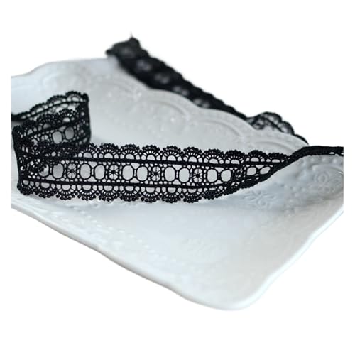 3CM Wide White Black Cotton Polyester Hollow Embroidery Lace Fabric Collar Neckline Cuffs Trim Apparel DIY Sewing Applique Decor(Black) von EWUHYFP