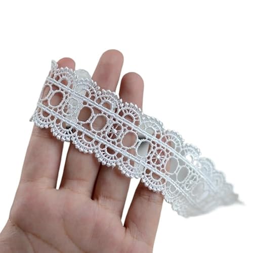 3CM Wide White Black Cotton Polyester Hollow Embroidery Lace Fabric Collar Neckline Cuffs Trim Apparel DIY Sewing Applique Decor(White) von EWUHYFP