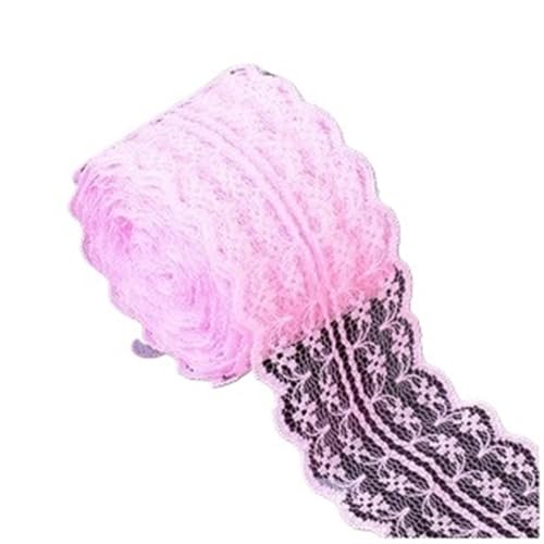 4.5cm Lace Ribbon 10Meters/Roll White Black Pink Red Blue Green Purple Beige Orange Yellow Burgundy Coffee Tape DIY Crafts(Pink) von EWUHYFP