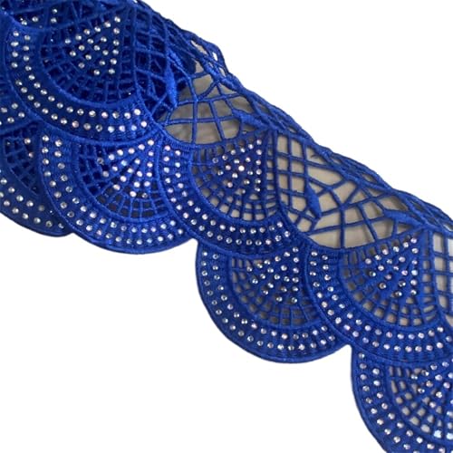 4meters Many Colors Lace Trim With Rhinestone Motif Wide 9.5CM(Royal blue) von EWUHYFP
