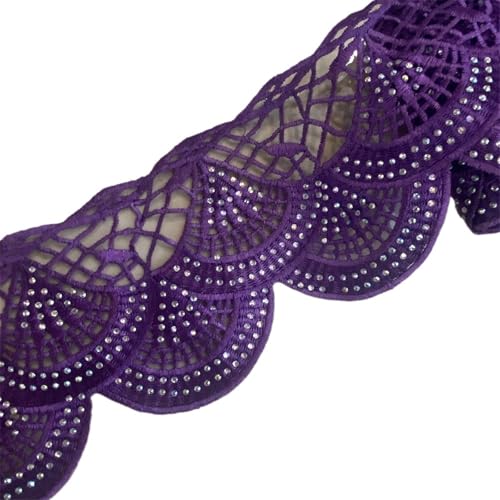4meters Many Colors Lace Trim With Rhinestone Motif Wide 9.5CM(Shell pink) von EWUHYFP
