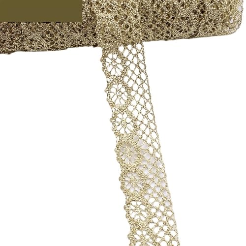 5Yards Gold Silver Lace Trims Diy Cosplay Stage Performance Clothes Dress Fabric Handmade Ribbon Garment Accessories(Gold 25mm) von EWUHYFP