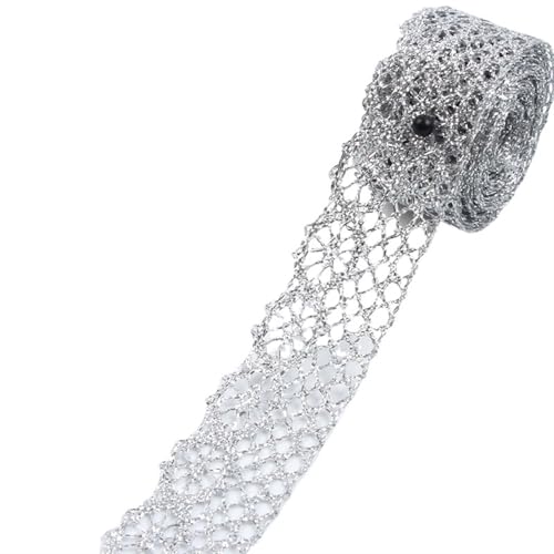 5Yards Gold Silver Lace Trims Diy Cosplay Stage Performance Clothes Dress Fabric Handmade Ribbon Garment Accessories(Sliver 20mm) von EWUHYFP