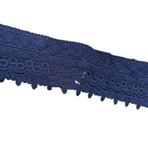 8CM Wide Blue Polyester Cotton Embroidered Flowers 3d Lace Ribbon Home Curtains Dress Sewing Trimmings Appliques Decor von EWUHYFP
