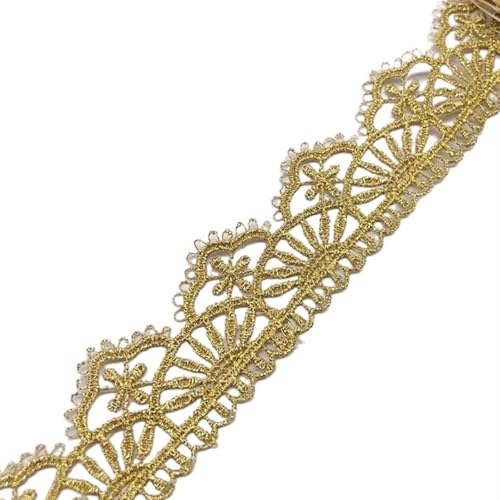 DIY Gold Thread Water Soluble Embroidery Lace Ribbon Handmade Clothing Skirt Cheongsam Hat Head Flower Decoration(Gold) von EWUHYFP