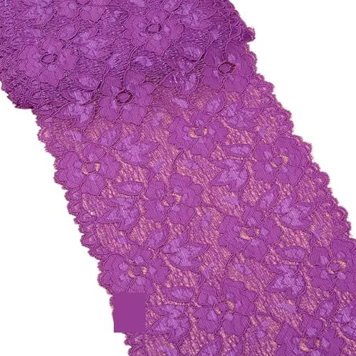 Elastic Lace Ribbon Tape 16cm Trim Fabric Embroidered White Trimmings DIY Crafts Sewing Material Garment Accessories(Dark purple) von EWUHYFP