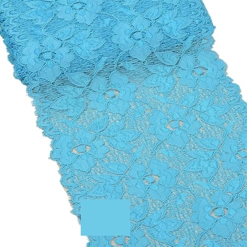Elastic Lace Ribbon Tape 16cm Trim Fabric Embroidered White Trimmings DIY Crafts Sewing Material Garment Accessories(Lake Blue) von EWUHYFP