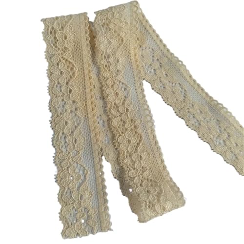 White Lace Fabric Trimming Accessorie Wedding Ribbon Embroidered Light Yellow Trim(5m) von EWUHYFP
