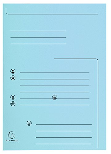 Exacompta 334006E 25er Pack Aktenmappe bedruckt mit 2 Klappen 210 g/m² in Pastellfarben PEFC™zertifiziert für A4 hellblau Sammelmappe Dokumentenmappe von Exacompta