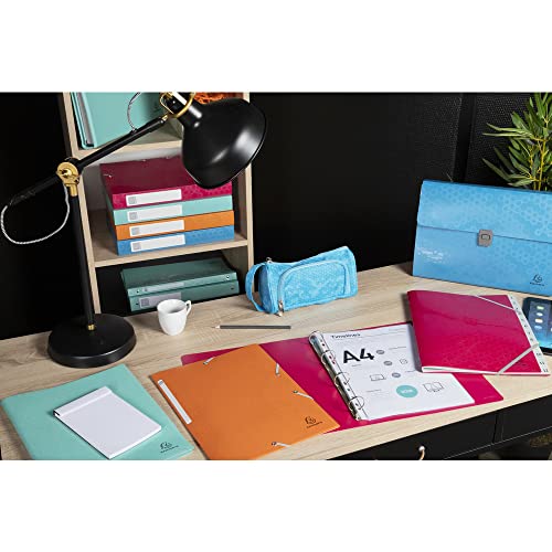 Exacompta 55210E Einschlagmappe Maia. Aus Recycling-Kunststoff DIN A4 mit 2 Gummizügen und 3 Klappen 1 Stück Zufallsfarbe Sammelmappe Dokumentenmappe ideal für Büro und Schule von Exacompta
